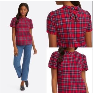 Draper James Bow Back Top in Angie Plaid